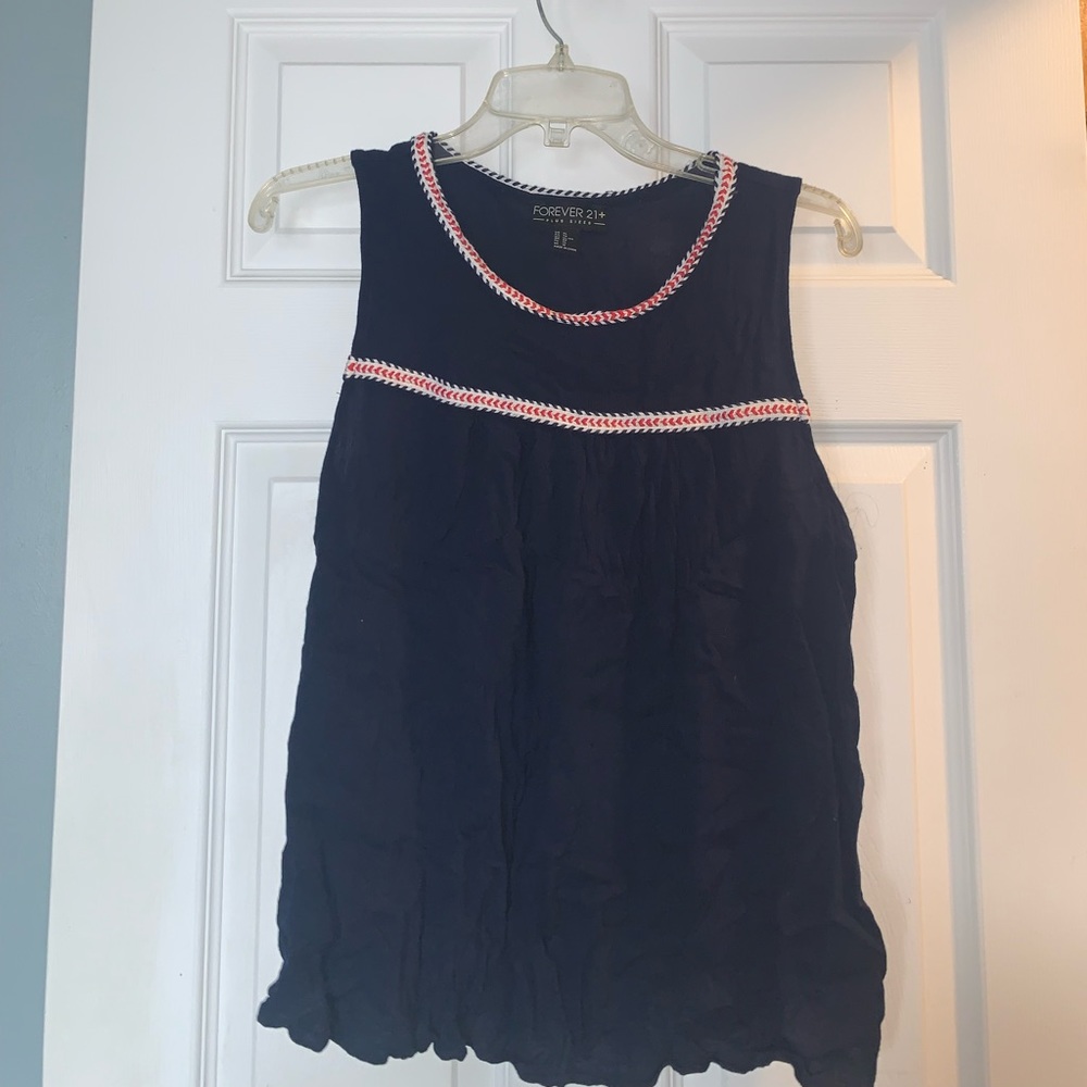 Size: XL FOREVER21 plussize womens navy top, rayon material